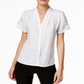Calvin Klein Women's Ruffle Caplet Sleeve Top White Size X-Large