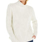 INC International Concepts Women's Embellished Turtleneck Sweater White Size S