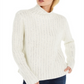 INC International Concepts Women's Embellished Turtleneck Sweater White Size S