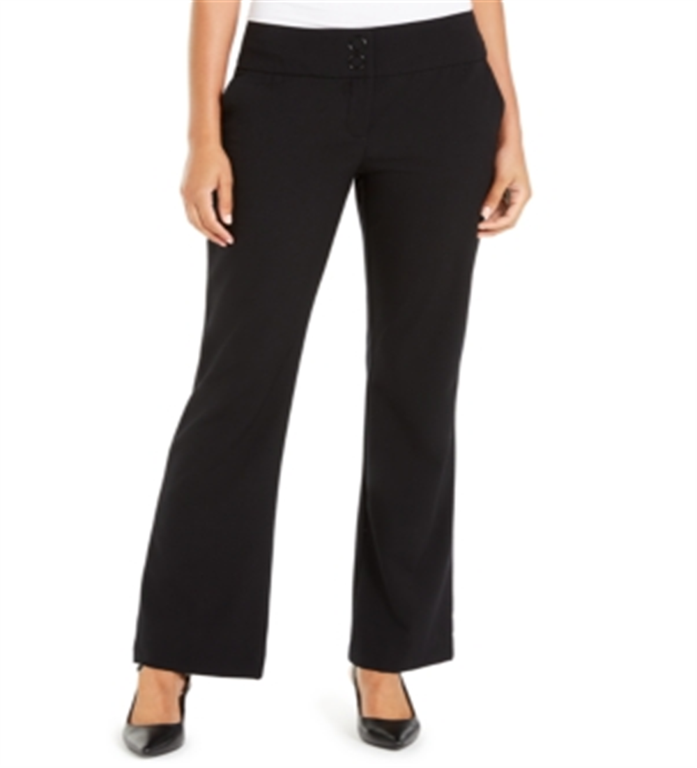Alfani Women's Snap Waist Tummy Control Trousers Black Size -6