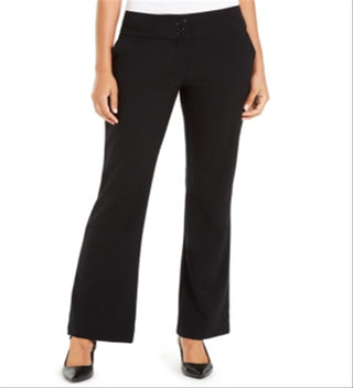 Alfani Women's Snap Waist Tummy Control Trousers Black Size -6