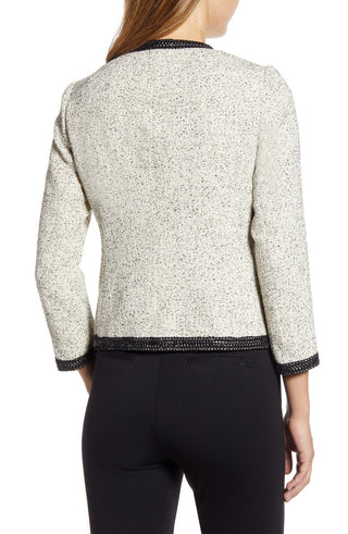 Anne Klein Women's Zippered Textured Jacket -Beige Size 16