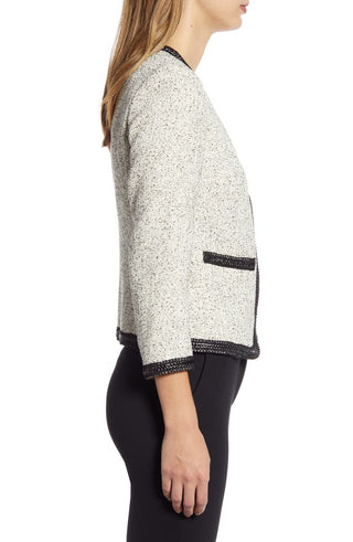 Anne Klein Women's Zippered Textured Jacket -Beige Size 16