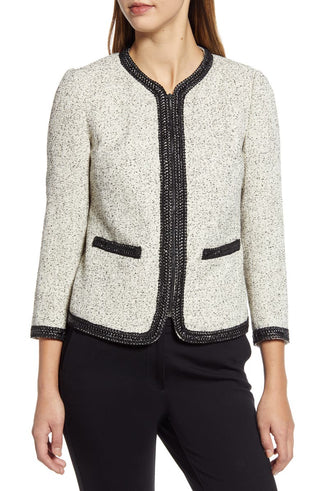 Anne Klein Women's Zippered Textured Jacket -Beige Size 16