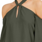 Bar III Women's Keyhole Cold Shoulder Blouse Green Size XX-Large