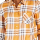 Tommy Hilfiger Women's Roll Sleeve Plaid Shirt Yellow Size Medium