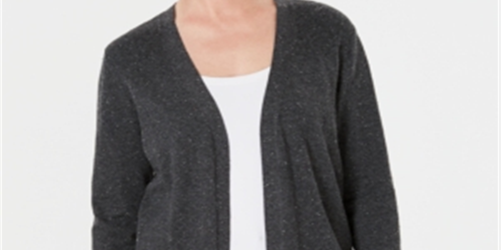 Karen Scott Women's Petite Open-Front Cardigan Grey Size Petite M