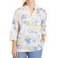 Charter Club Women's Cotton Embroidered Printed Voile Tunic Yellow Size Petite