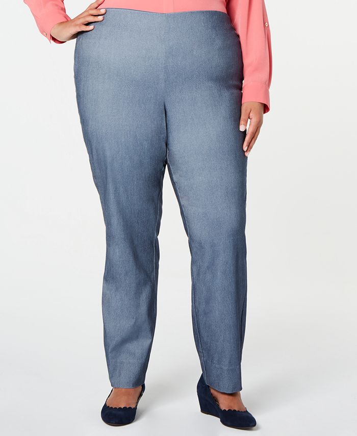 Charter Club Women's Tummy Control Skinny Pants Blue Size 24W