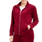 Karen Scott Women's  Sport Velour Zip Jacket Red Size Small