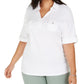 Karen Scott Women's Plus Cotton Collared Top Red Size 4X