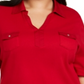 Karen Scott Women's Plus Cotton Collared Top Red Size 4X