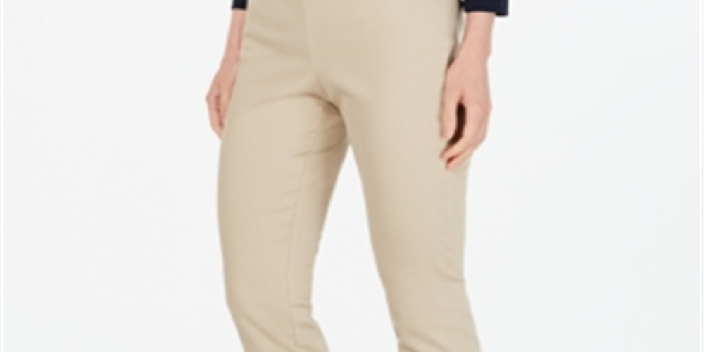 Charter Club Women's Chelsea Stretch Twill Pants Beige Size 8