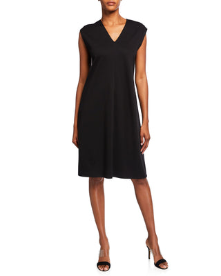 Eileen Fisher Women's Plus V Neck Dress Black Size 2X