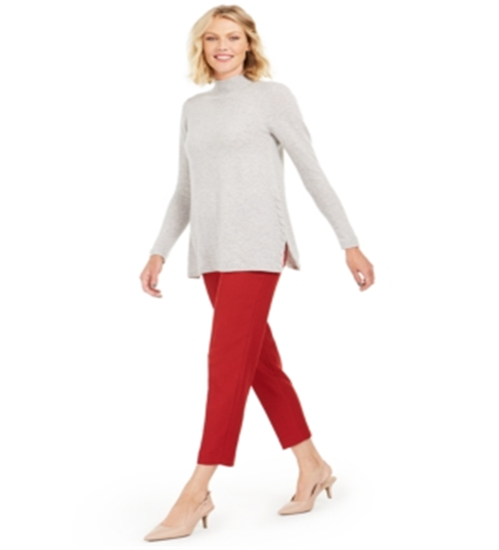 Charter Club Women's Cashmere Side-Weave Sweater  Silver Size Medium