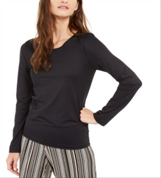 Alfani Women's Scoop Neck Solid Top Black Size Medium