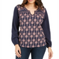 Style & Co Women's Split-Neck Peasant Top  Blue Size S