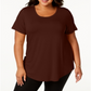 JM Collection Women's Short Sleeve Top Wine Size 1X
