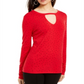 Inc Petite Studded Keyhole-Neck Sweater Red Size Petite S