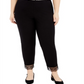 Alfani Women's Plus Lace-Hem Pull-on Pants Black Size 18W