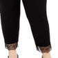 Alfani Women's Plus Lace-Hem Pull-on Pants Black Size 18W