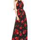 INC International Concepts Women's Floral Print Halter Maxi Dress Black Size 4