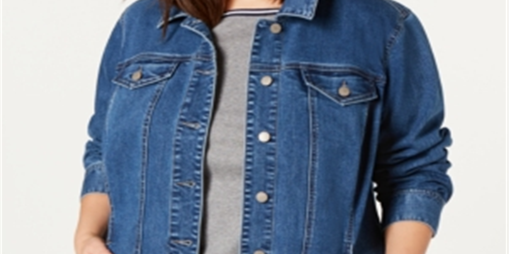 Charter Club Women's Plus Denim Jacket Blue Size 0X