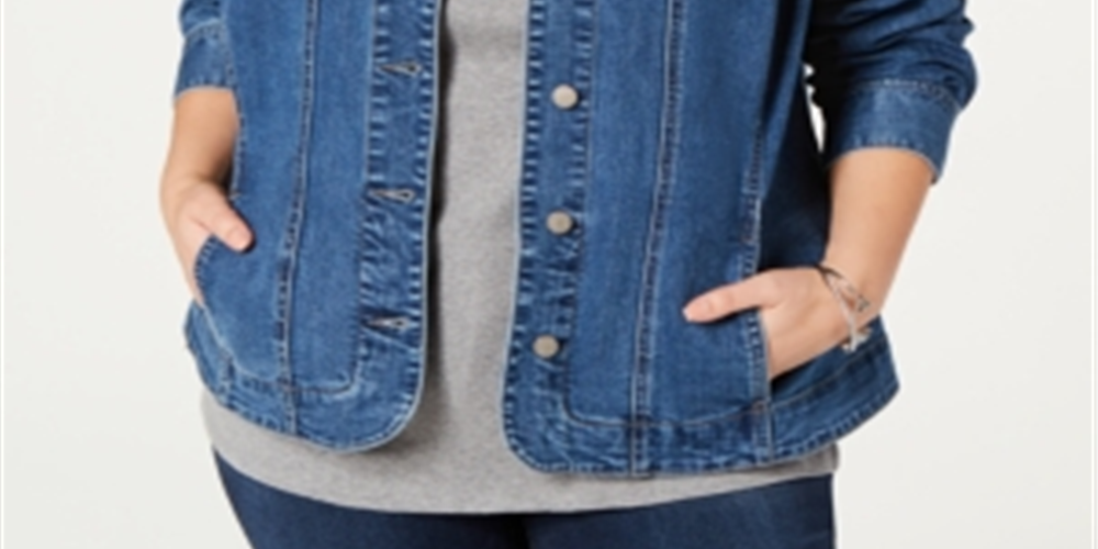 Charter Club Women's Plus Denim Jacket Blue Size 0X