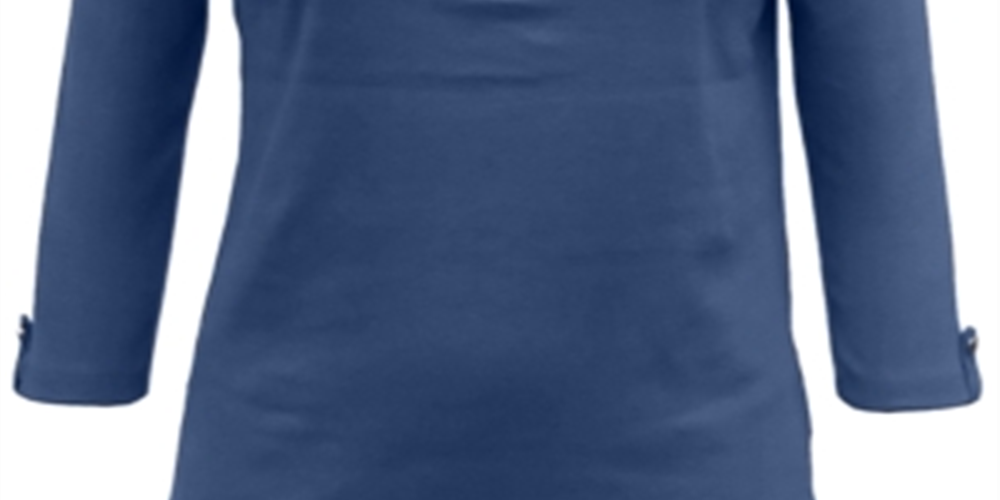 Karen Scott Women's Cotton 3/4 Sleeve Top Blue Size Large