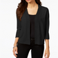 JM Collection Women's Flare Sleeve Open Front Cardigan Black Size Petite M