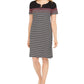 Karen Scott Women's Mirage Cotton Striped Lace up Dress Black Size X-Small