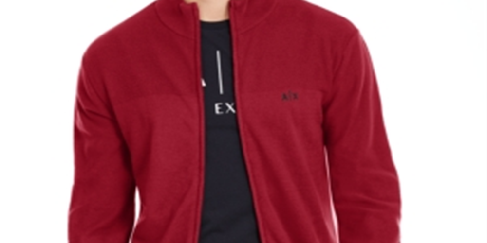 Ax Armani Exchange Men's Zip Front Cardigan Red Size Medium