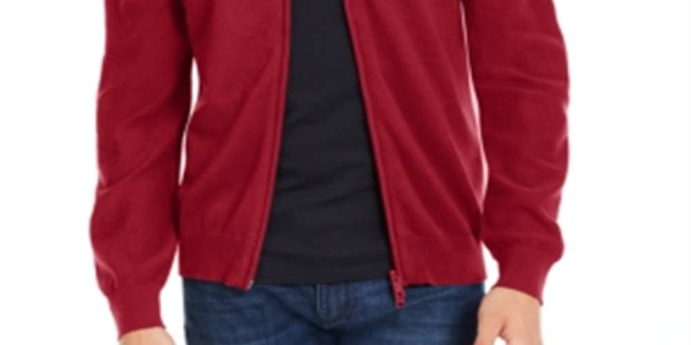 Ax Armani Exchange Men's Zip Front Cardigan Red Size Medium