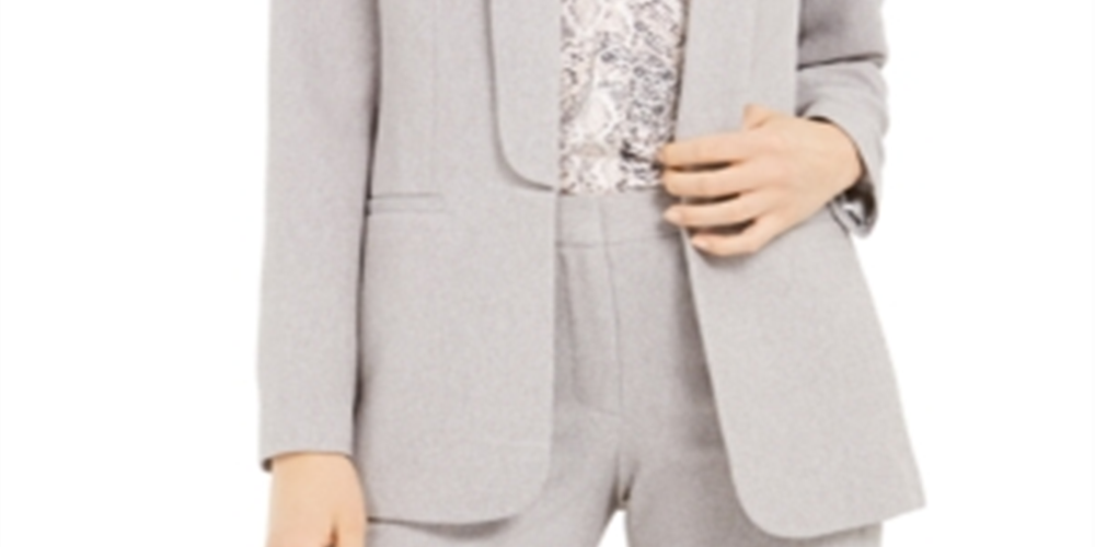 Calvin Klein Women's Petite Parker Open-Front Blazer Gray Size 6 P