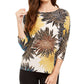 Alfani Women's Printed Boat Neck Top Yellow Size Petite