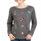 Karen Scott Women's Embellished Sweatshirt Gray Size Petite Medium