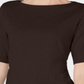 Karen Scott Women's Cotton Lace up-Sleeve Top Brown Size Small