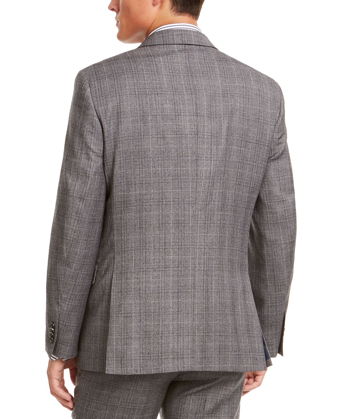 Tommy Hilfiger Men's Adams Wool Window Pane Two Button Blazer Gray Size 46