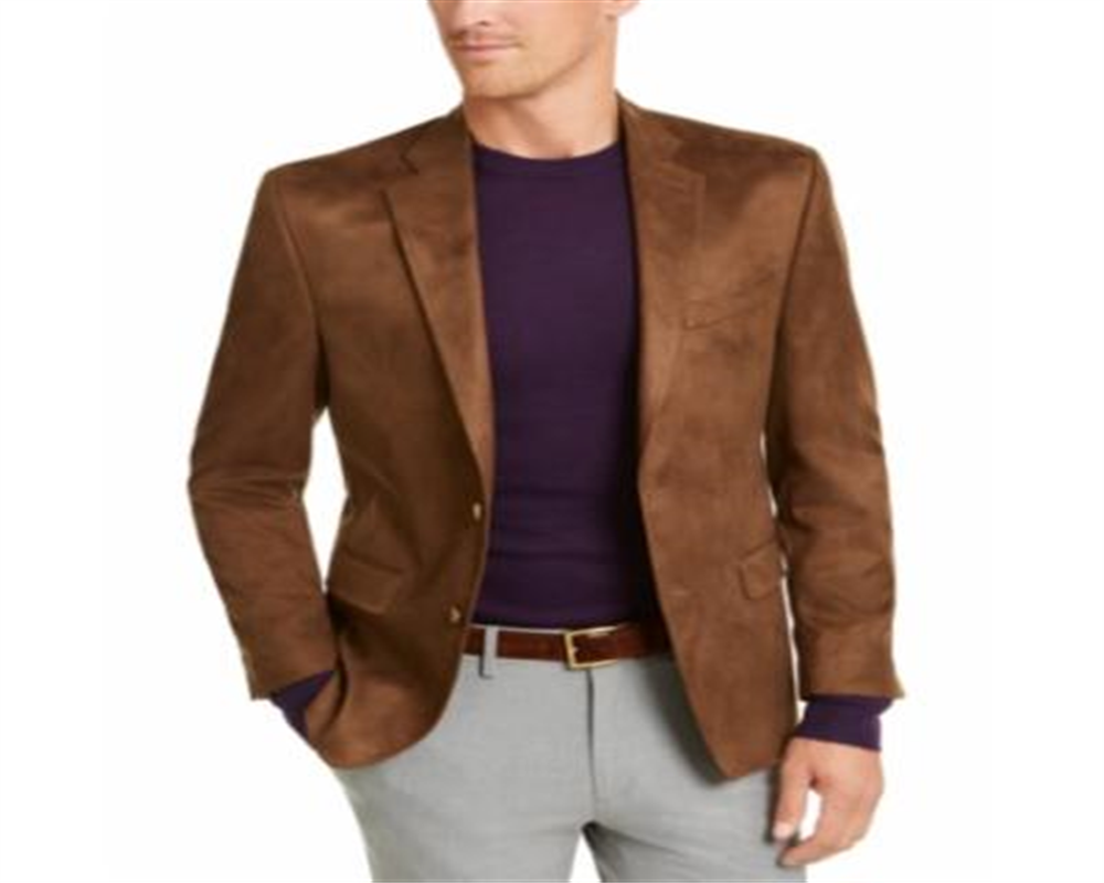 Ralph Lauren Men's Faux Suede Classic Fit Two Button Blazer Brown Size 46