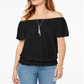 Style & Co Women's Convertible Off the Shoulder Top Black Size XX-Large