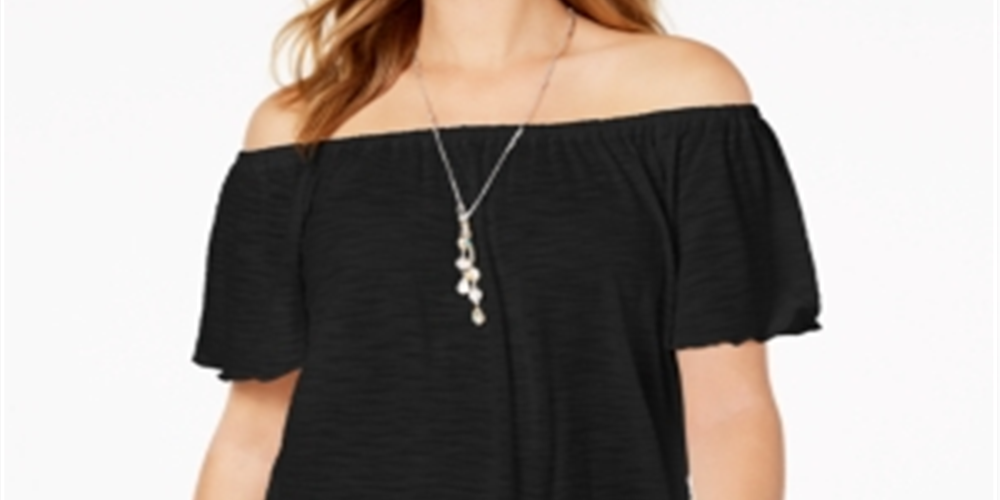 Style & Co Women's Convertible Off the Shoulder Top Black Size XX-Large