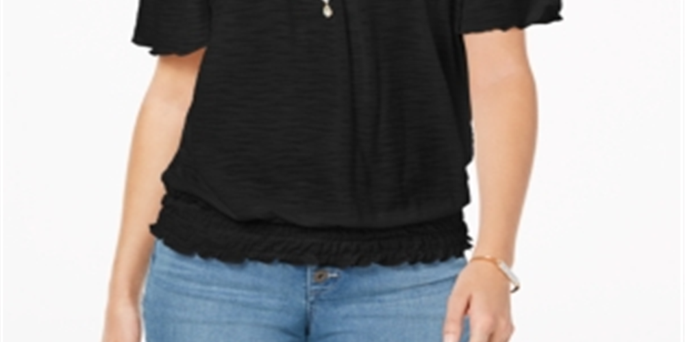 Style & Co Women's Convertible Off the Shoulder Top Black Size XX-Large
