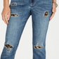 INC International Concepts Women's Animal Print Boyfriend Jeans Black Size 4