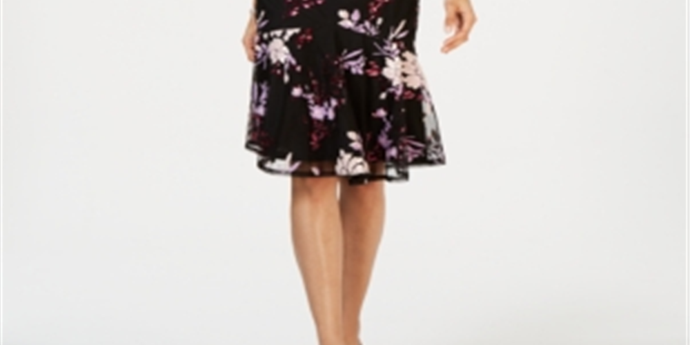 Adrianna Papell Women's Beaded Mesh Overlay Sheath Dress Black Size 12