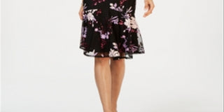 Adrianna Papell Women's Beaded Mesh Overlay Sheath Dress Black Size 12