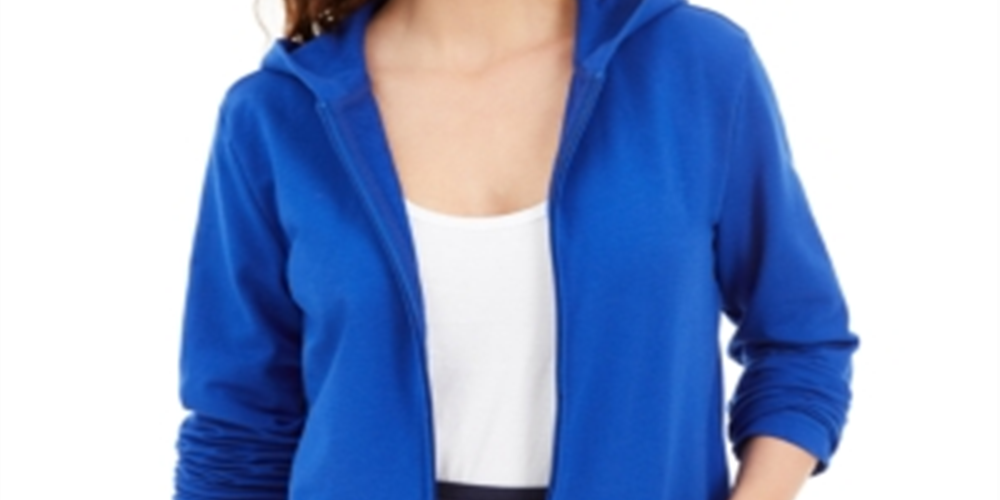 Karen Scott Women's Zip Front Hoodie Purple Size X-Large