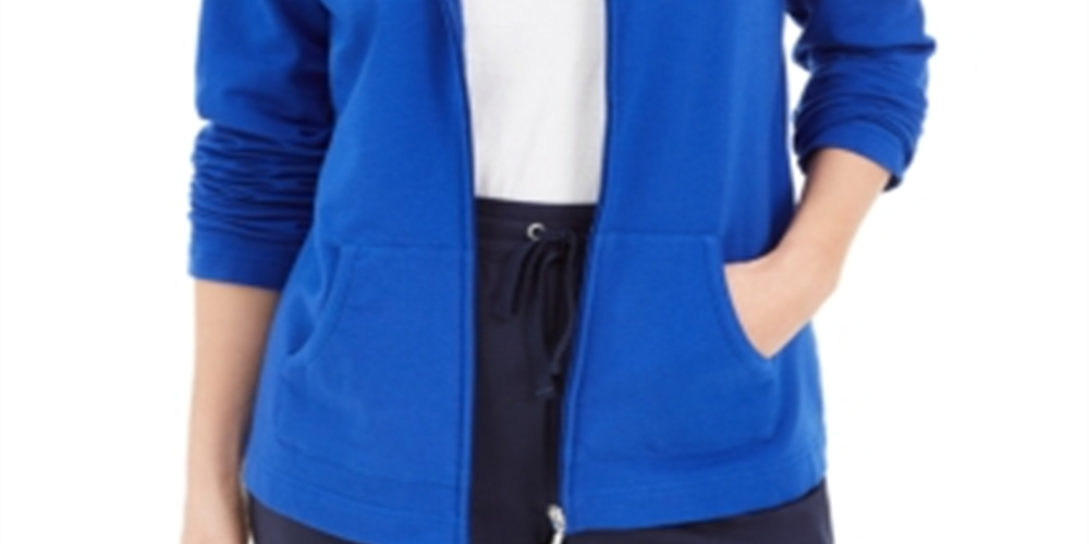 Karen Scott Women's Zip Front Hoodie Purple Size X-Large