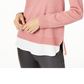 Charter Club Women's Cashmere Embellished Layered Look Sweater Pink Size Petite S/M