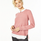 Charter Club Women's Cashmere Embellished Layered Look Sweater Pink Size Petite S/M