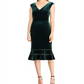 Ralph Lauren Women's V Neck Below the Knee Sheath Cocktail Dress Green Size 4